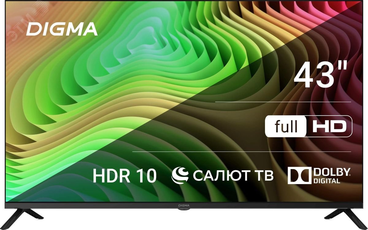 Изображение товара Телевизор LED 43'' Салют ТВ Frameless Metal FULL HD 60Hz DVB-T DVB-T2 DVB-C DVB-S DVB-S2 USB WiFi Smart TV, черный (шт)