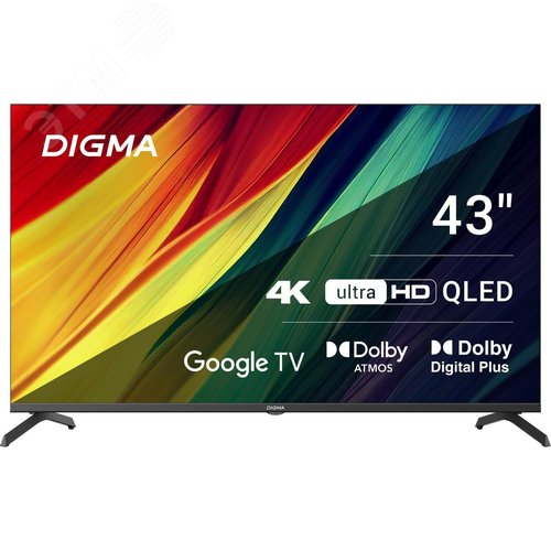 Изображение товара Телевизор QLED 43'' Google TV Frameless Metal 4K Ultra HD 60Hz MEMC DVB-T DVB-T2 DVB-C DVB-S DVB-S2 USB WiFi Smart TV, черный (шт)