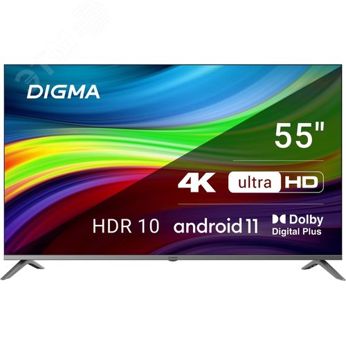 Изображение товара Телевизор LED 55'' Android TV Frameless Metal 4K Ultra HD 60Hz DVB-T DVB-T2 DVB-C DVB-S DVB-S2 USB WiFi Smart TV, темно-серебристый/серебристый (шт)