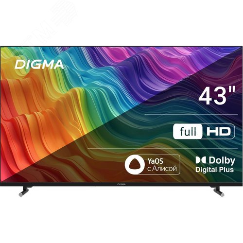 Изображение товара Телевизор LED 43'' Яндекс.ТВ Frameless Metal FULL HD 60Hz DVB-T DVB-T2 DVB-C DVB-S DVB-S2 USB WiFi Smart TV, черный (шт)
