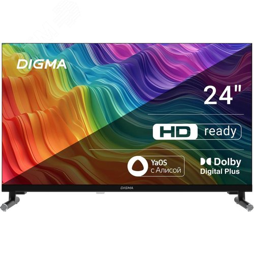 Изображение товара Телевизор LED 24'' Яндекс.ТВ Frameless Metal HD 60Hz DVB-T DVB-T2 DVB-C DVB-S DVB-S2 USB WiFi Smart TV, черный (шт)