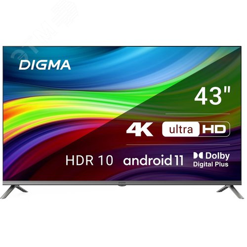 Изображение товара Телевизор LED 43'' Android TV Frameless Metal 4K Ultra HD 60Hz DVB-T DVB-T2 DVB-C DVB-S DVB-S2 USB WiFi Smart TV, темно-серебристый/серый (шт)