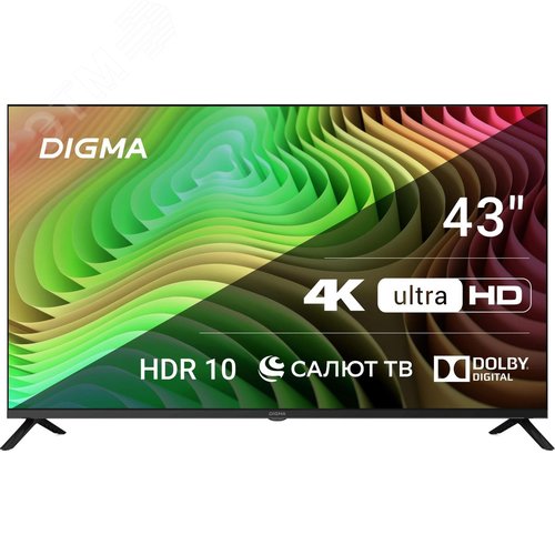 Изображение товара Телевизор LED 43'' Салют ТВ Frameless Metal 4K Ultra HD 60Hz DVB-T DVB-T2 DVB-C DVB-S DVB-S2 USB WiFi Smart TV, черный (шт)