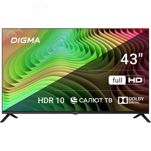Изображение товара Телевизор LED 43'' Салют ТВ Frameless Metal FULL HD 60Hz DVB-T DVB-T2 DVB-C DVB-S DVB-S2 USB WiFi Smart TV, черный (шт)