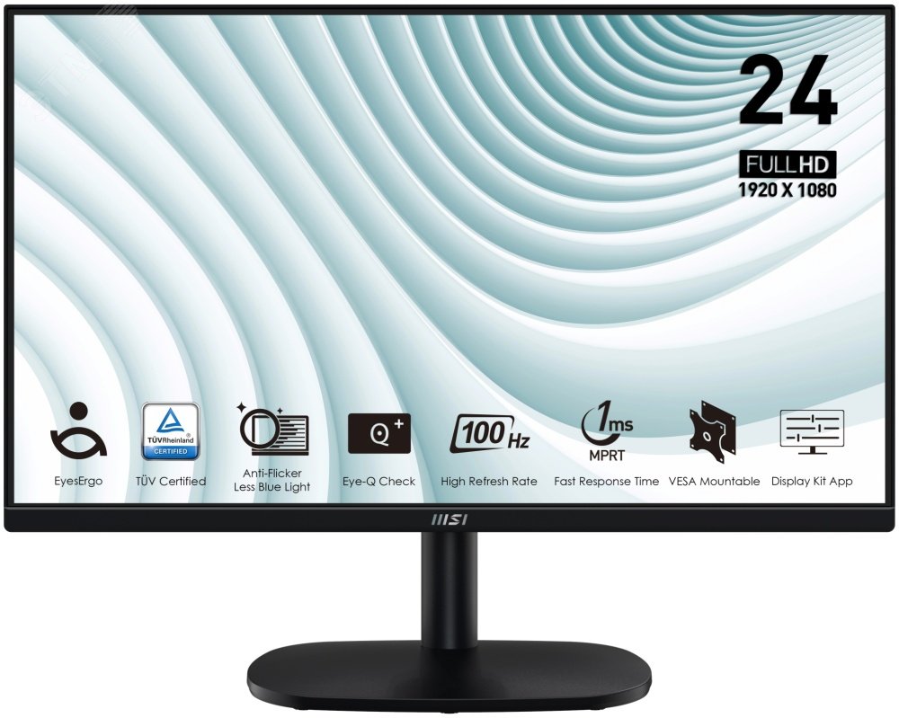 Изображение товара Монитор MSI PRO MP245V 23.8 дюйма Full HD VA LED HDMI VGA для работы и игр