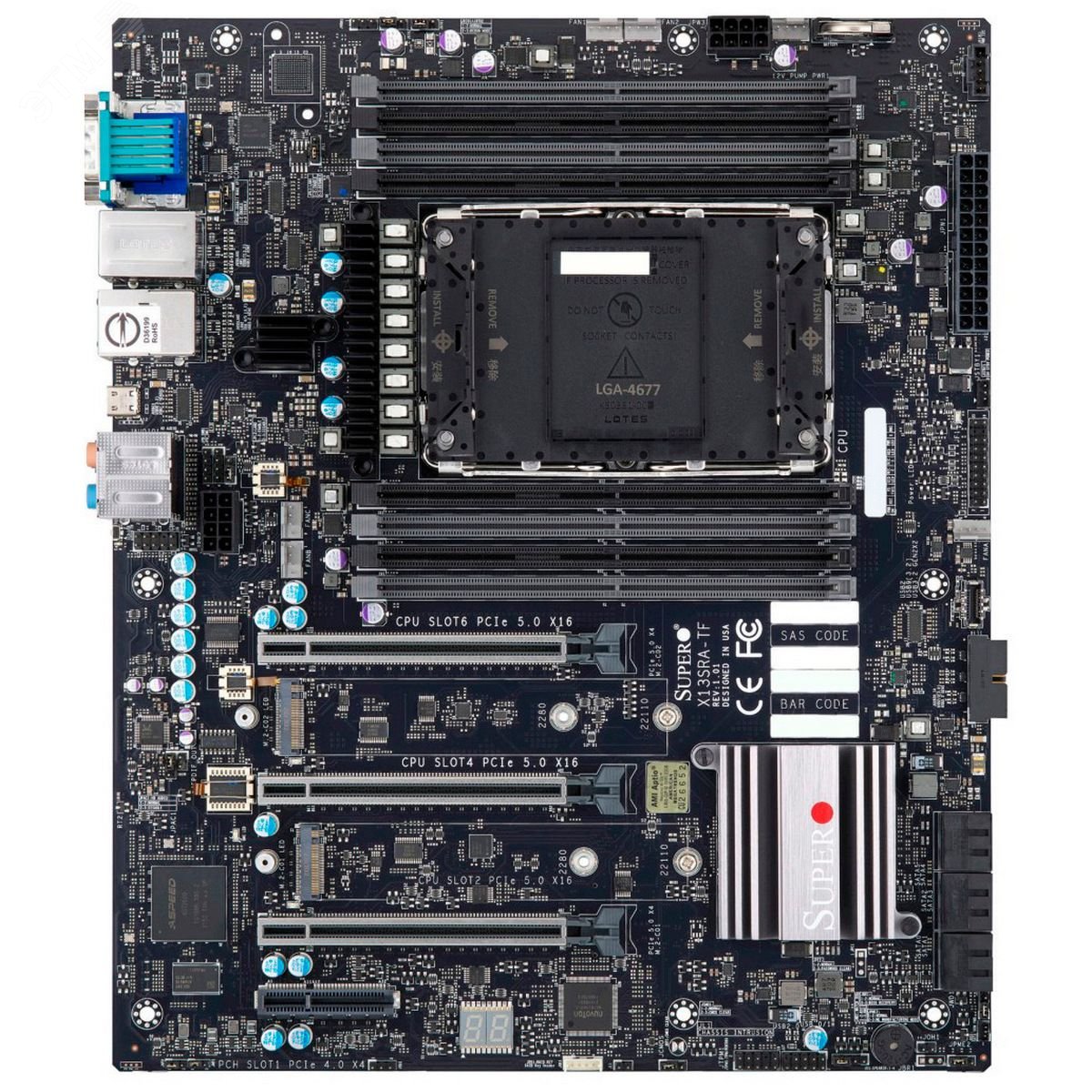 Изображение товара Материнская плата OEM SSI CEB, 8 DDR5 DIMM, LGA4677, 2 М.2 PCI-E x4, 6 SATA3 6 Гб/с (шт)