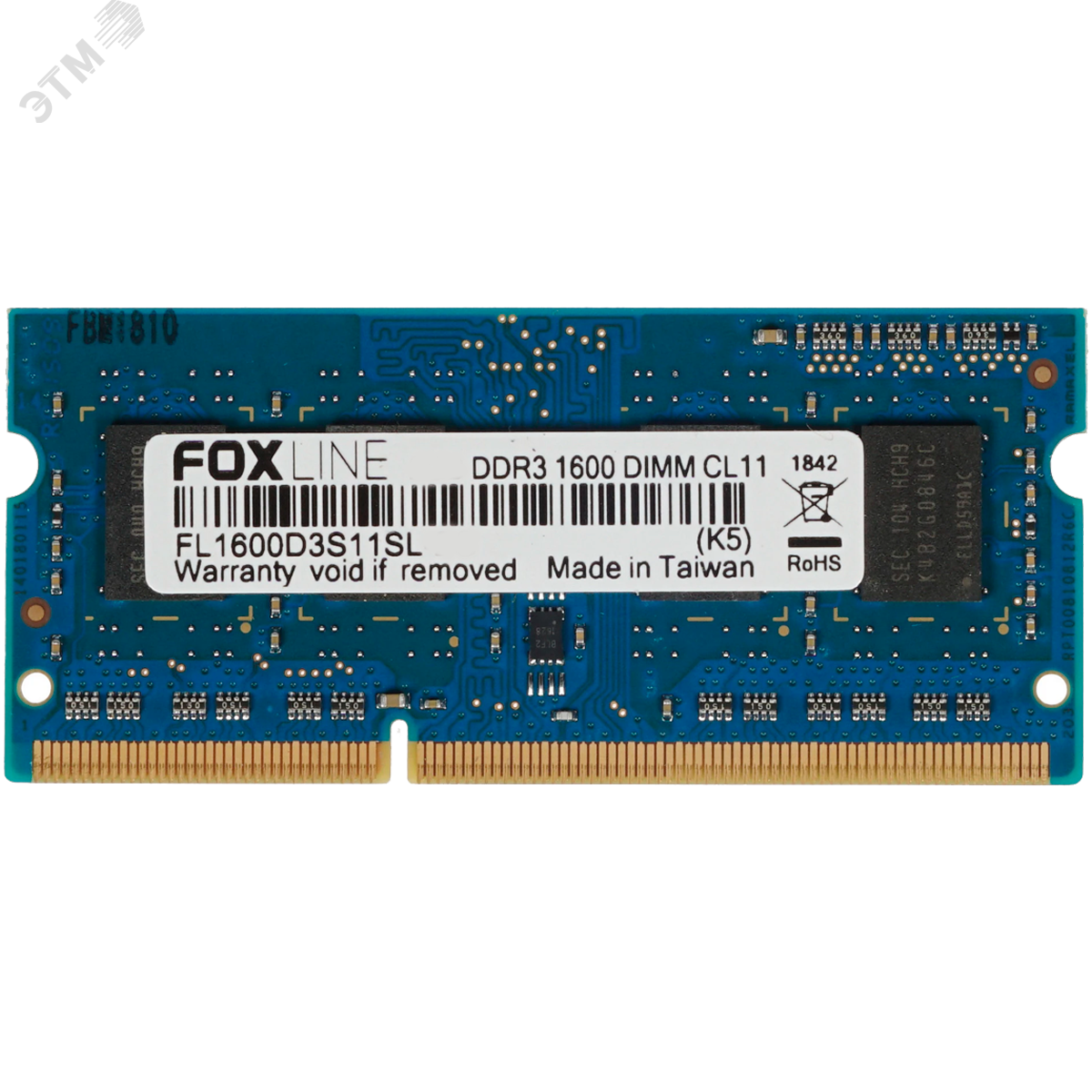 Изображение товара Модуль памяти Foxline 4ГБ, DDR3, SODIMM, 1600 МГц, 12800 Мб/с (шт)