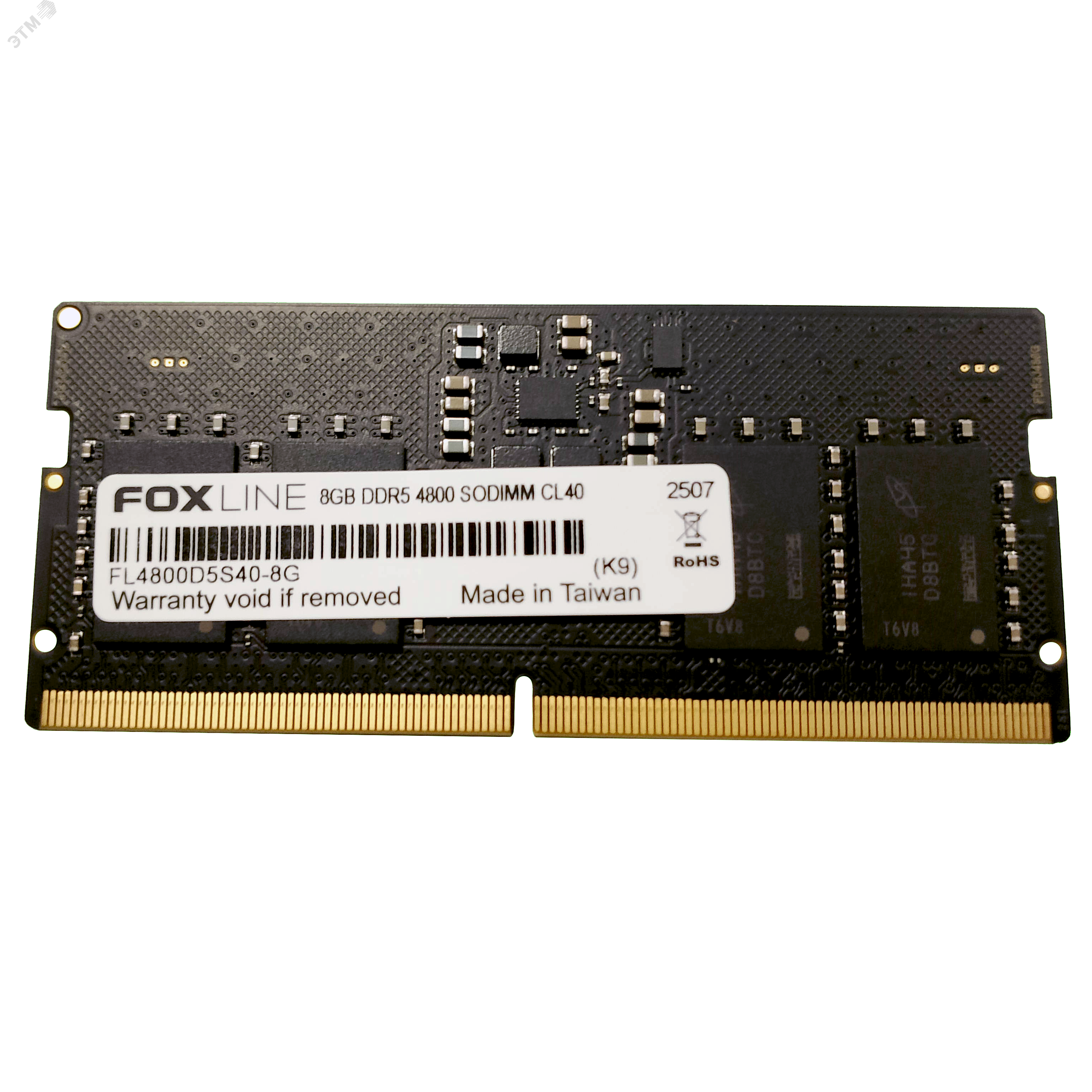 Изображение товара Модуль памяти Foxline 8ГБ, DDR5, SODIMM, 4800 МГц, 38400 Мб/с (шт)