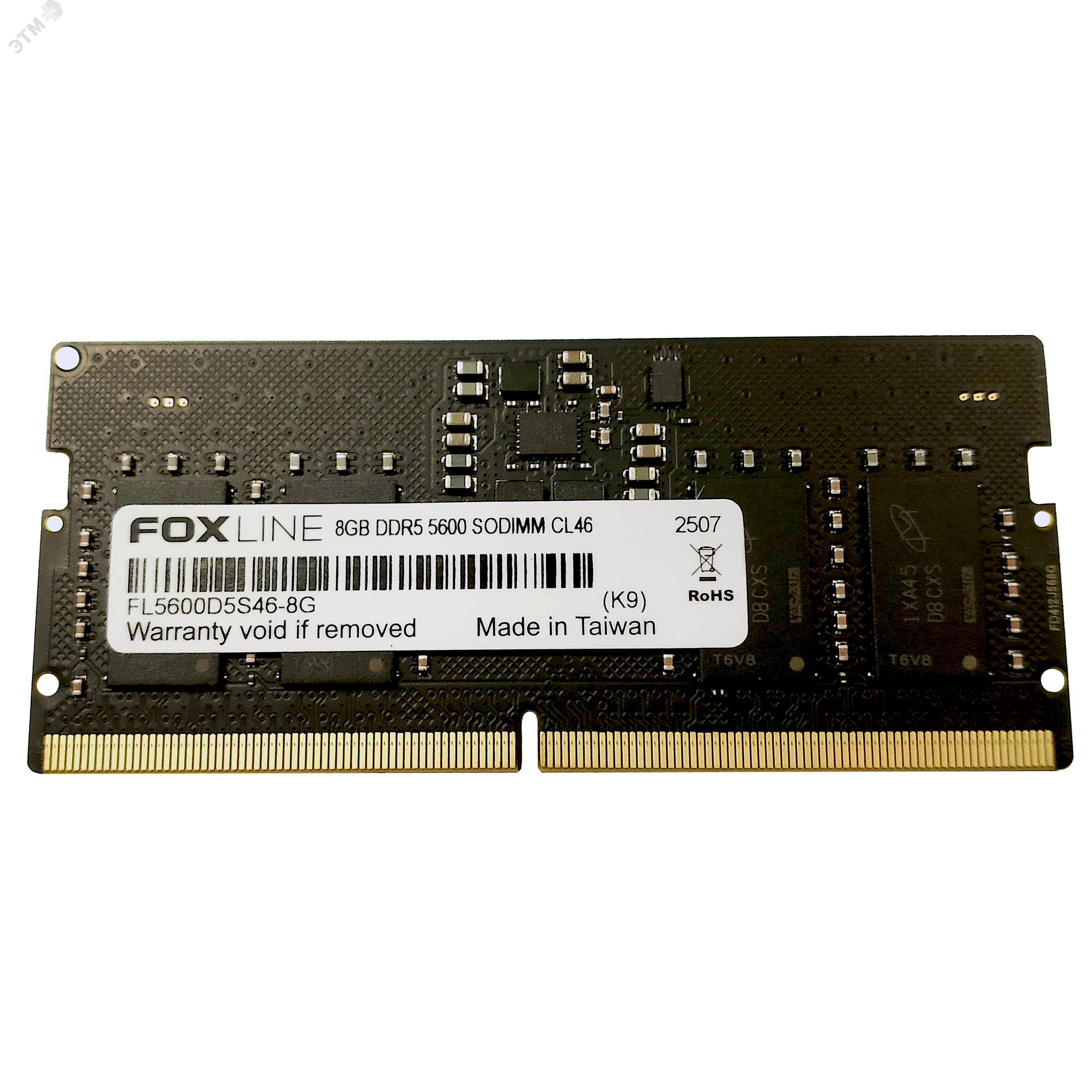 Изображение товара Модуль памяти Foxline 8ГБ, DDR5, SODIMM, 5600 МГц, 44800 Мб/с (шт)