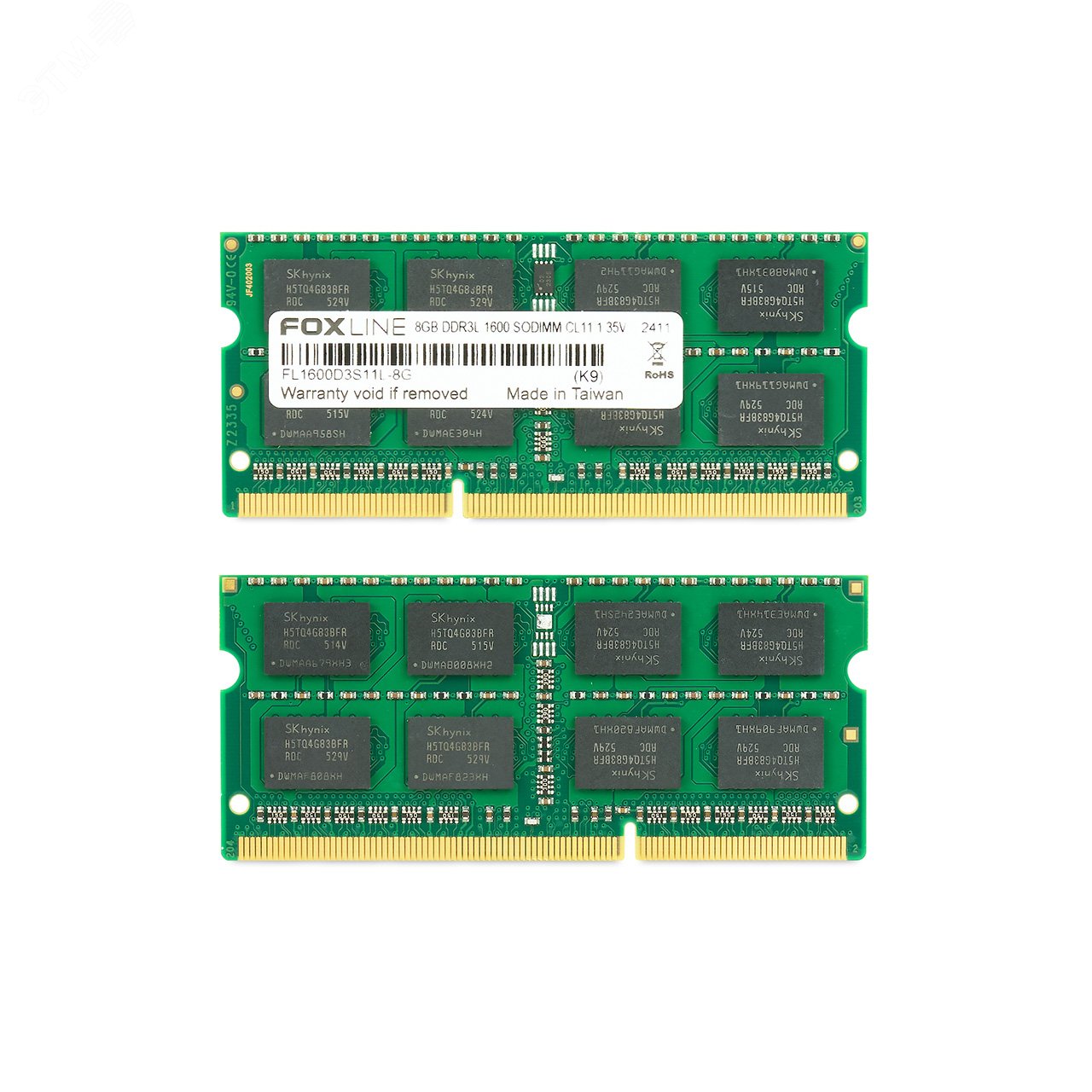 Изображение товара Модуль памяти Foxline 8ГБ, DDR3L, SODIMM, 1600 МГц, 12800 Мб/с (шт)