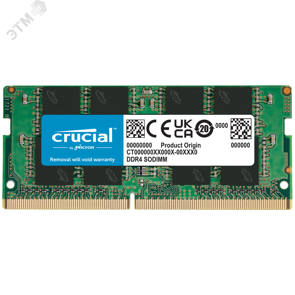 Изображение товара Модуль памяти 8ГБ, DDR4, SODIMM, 3200 МГц, 25600 Мб/с (шт)