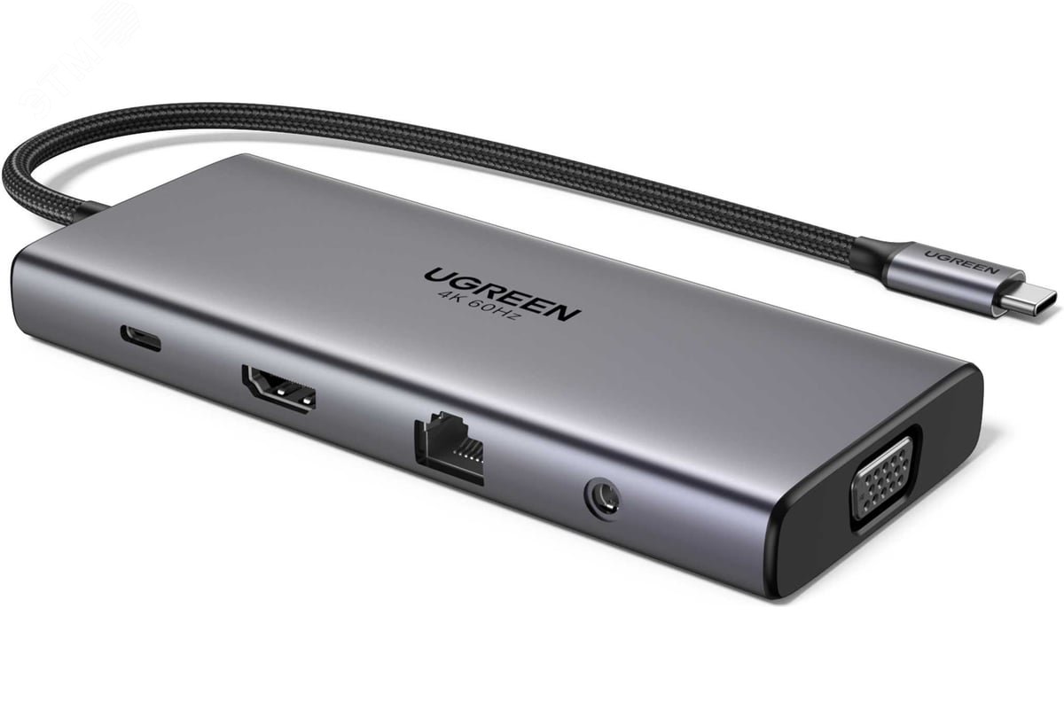 Изображение товара Концентратор USB-C 11 в 1 UGREEN CM639 с HDMI VGA Ethernet SD TF AUX PD 4K