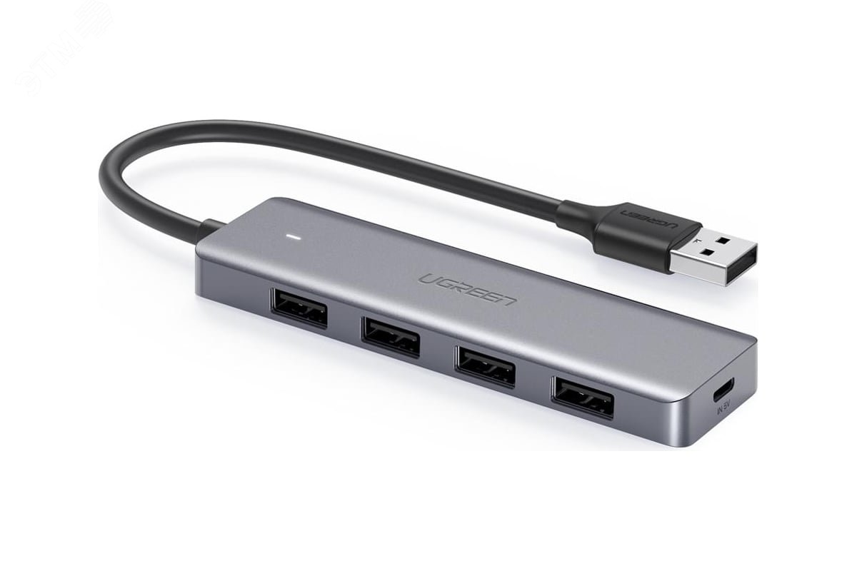 Изображение товара USB хаб UGREEN 4 в 1 Type C серый быстрый expansion адаптер