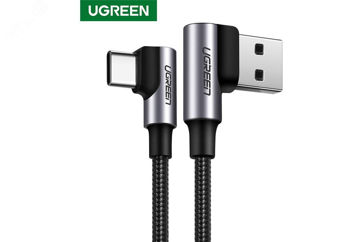 Изображение товара Кабель USB C Male - USB A 2.0 Male 1м черный угловой штекер