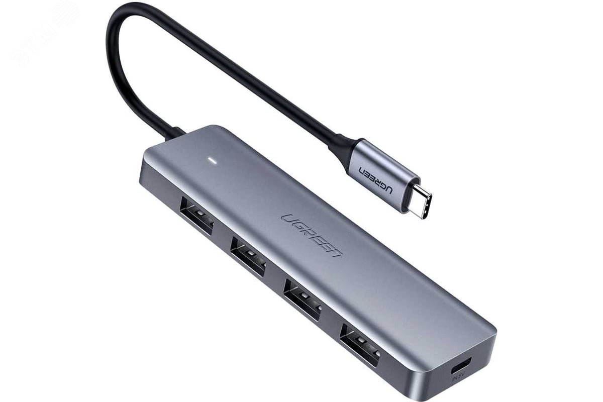 Изображение товара Хаб USB 4 в 1 Type C, 4 x USB 3.0, серый (шт)