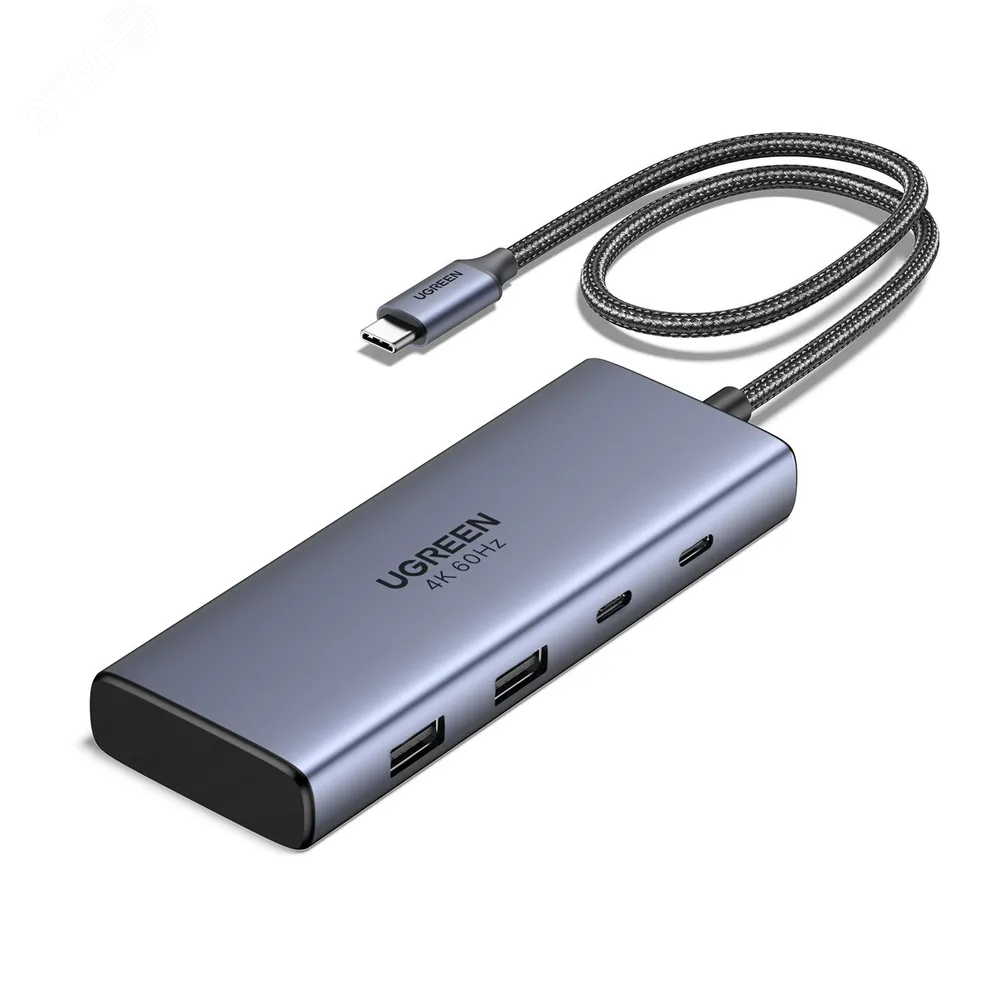 Изображение товара USB-C концентратор 7 в 1 UGREEN CM498 с HDMI USB-A USB-C PD серый