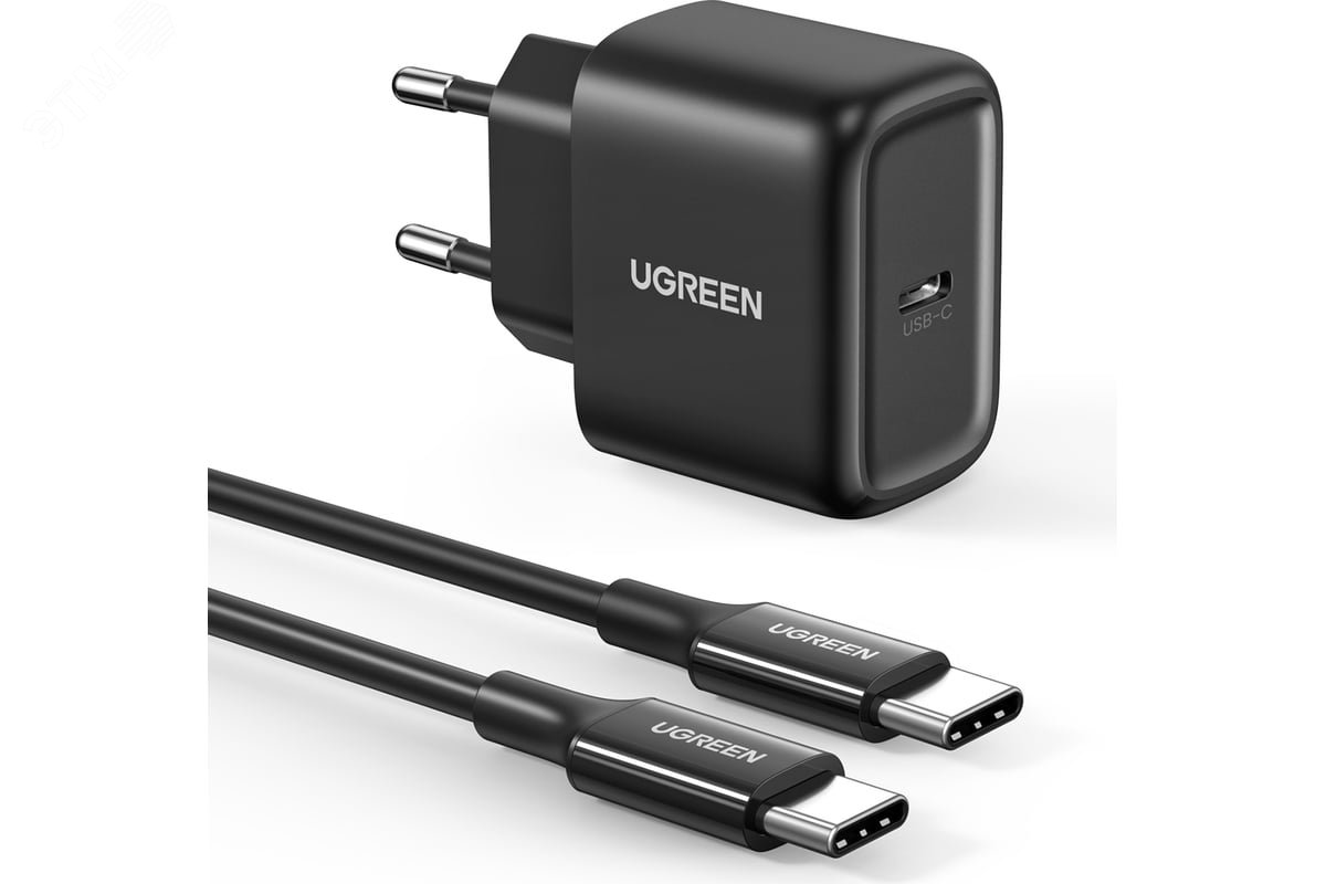 Изображение товара Зарядное устройство сетевое с кабелем USB-C 25W PD Charger, C-C 2M Cable EU, черный