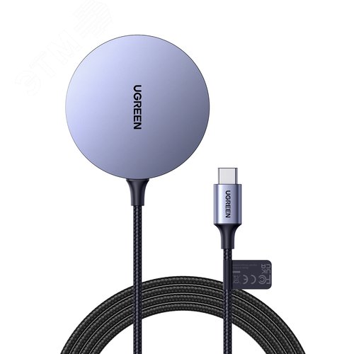 Изображение товара Беспроводное магнитное зарядное устройство Magnetic Wireless Charger для iPhone, 15W Max, серый космос (шт)