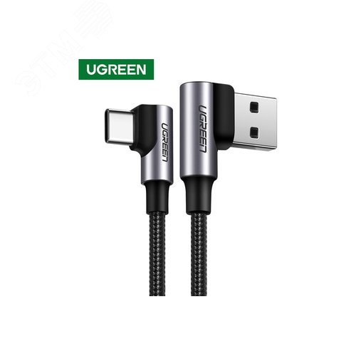 Изображение товара Кабель для зарядки и передачи данных USB C Male - USB A 2.0 Male (90L), 3A, 1м., в оплетке, черный (шт)