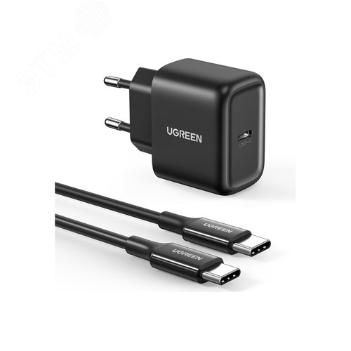 Изображение товара Зарядное устройство сетевое с кабелем USB-C 25W PD Charger, C-C 2M Cable EU, черный (шт)