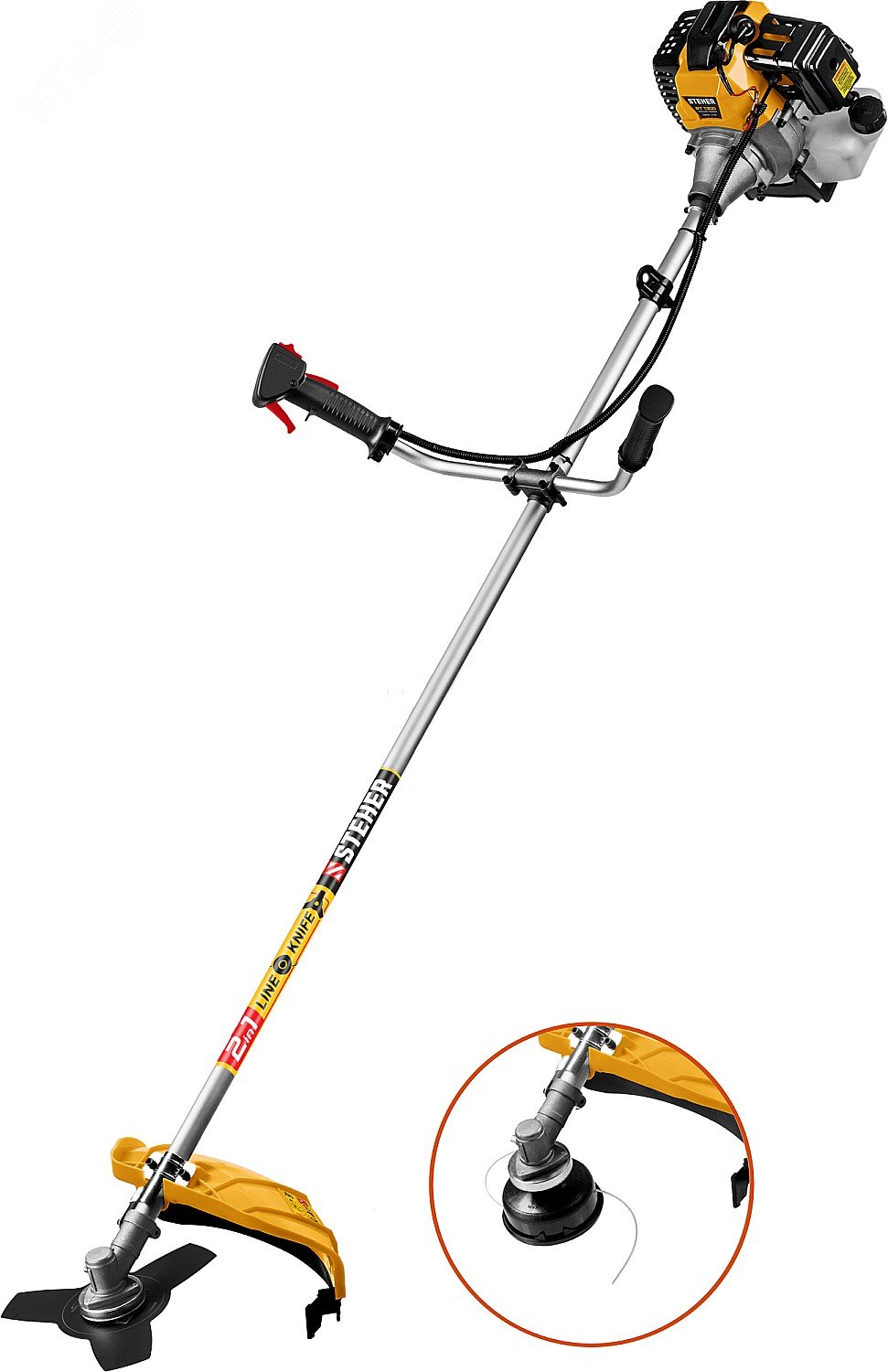 Изображение товара Бензиновый триммер мощностью 1.7 лс, объем 43 см3 для ухода за садом