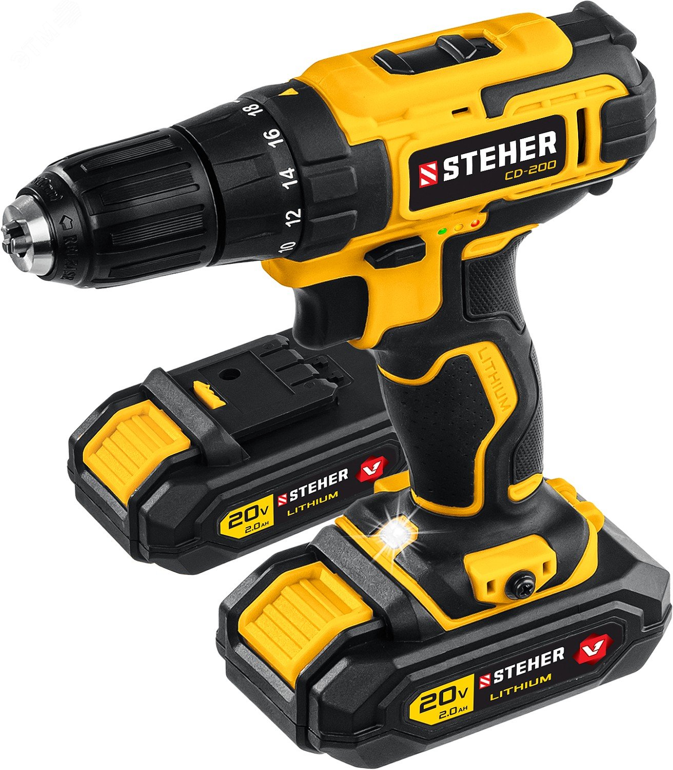 Изображение товара Дрель-шуруповерт Steher 20 В 40 Нм 2 АКБ кейс набор