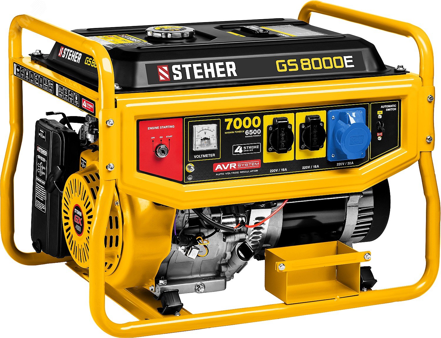 Изображение товара Генератор бензиновый 7000 Вт с электростартером для дома стройки и мастерской