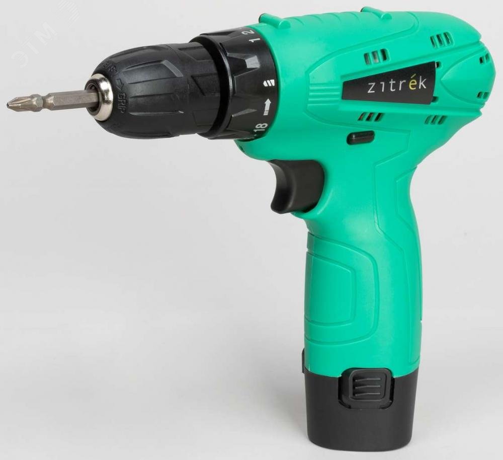 Изображение товара Аккумуляторная дрель Zitrek Green 12В с аккумулятором и битой