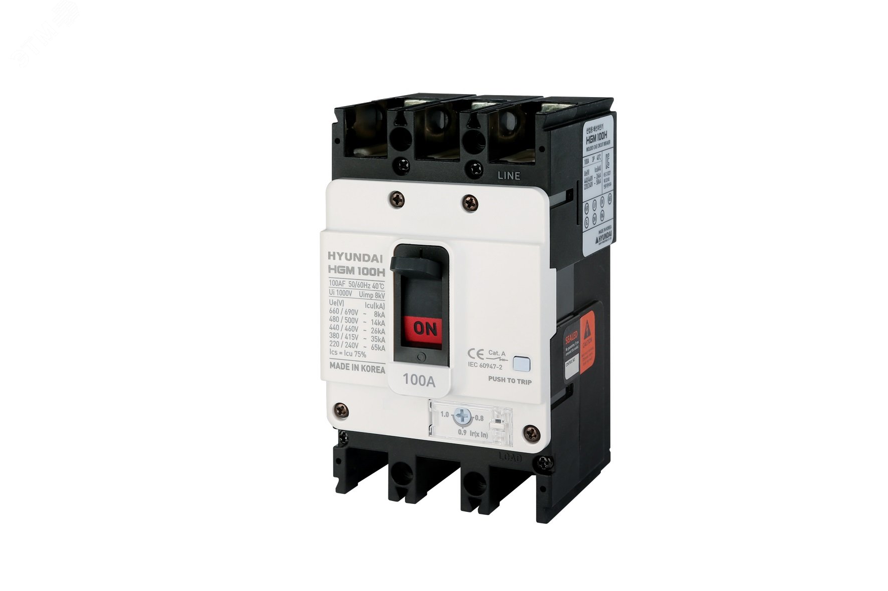 Изображение товара Автоматический выключатель HGM 100A 3 полюса литой корпус регулируемый ТМ