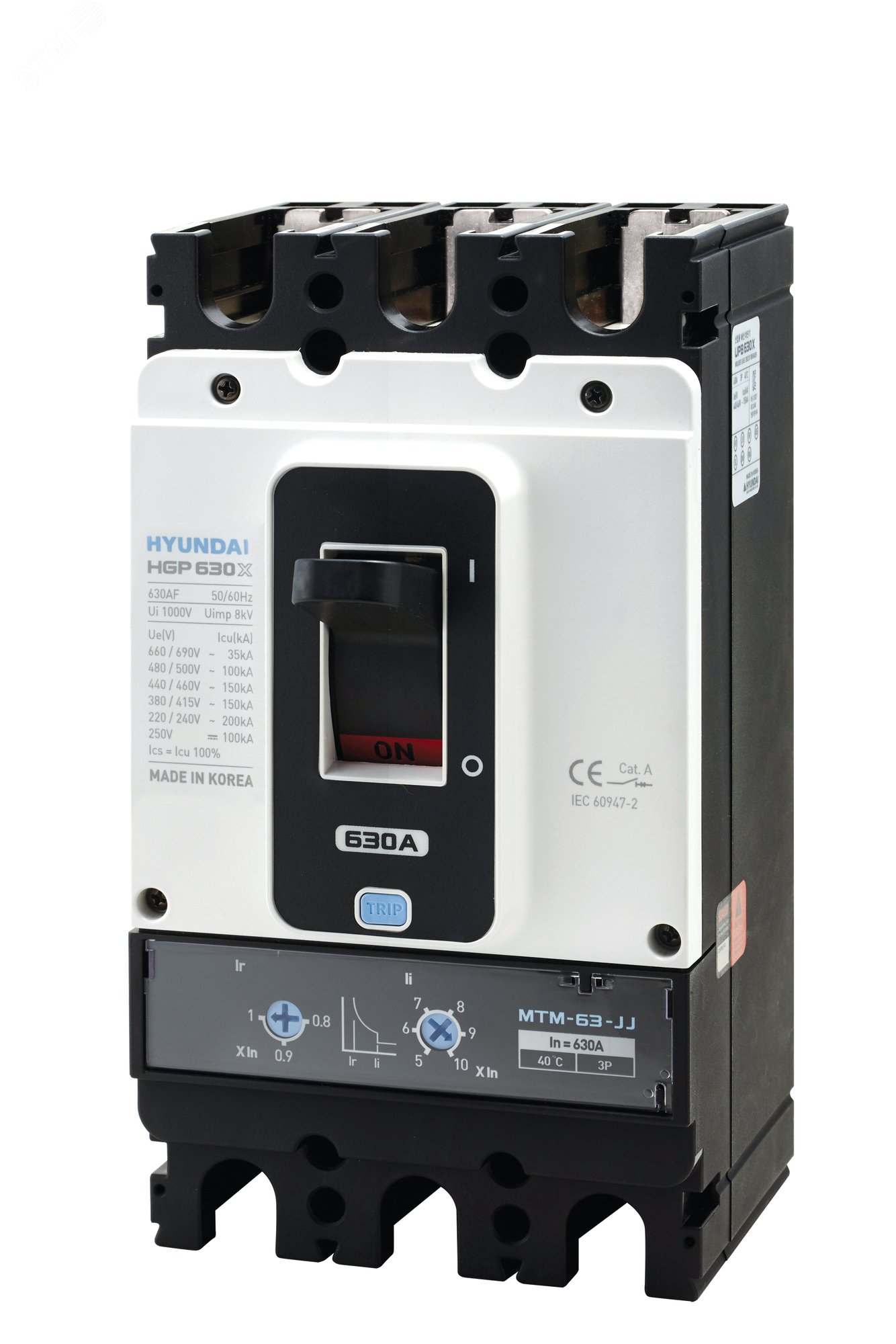 Изображение товара Выключатель автоматический в литом корпусе типа HGP, типоразмера 400 AF (400 А, 70 кА, 3 полюса, AC, расцепитель ETU-D (LSIG), уставка расцепителя 0,4-1xIn, переднее подключение) (шт)