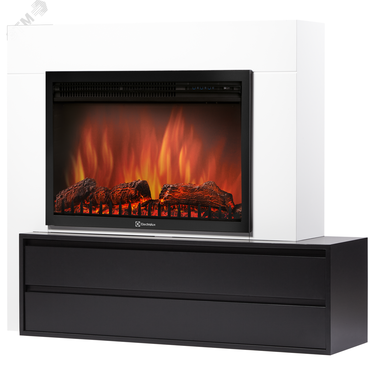 Изображение товара Портал для камина Combi 30 белый с черной эмалью мебель для электрического и биокамина