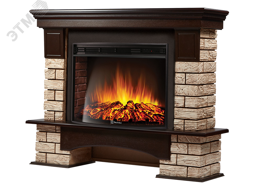 Изображение товара Портал для камина Forte Wood 25 из МДФ с натуральным шпоном и камнем