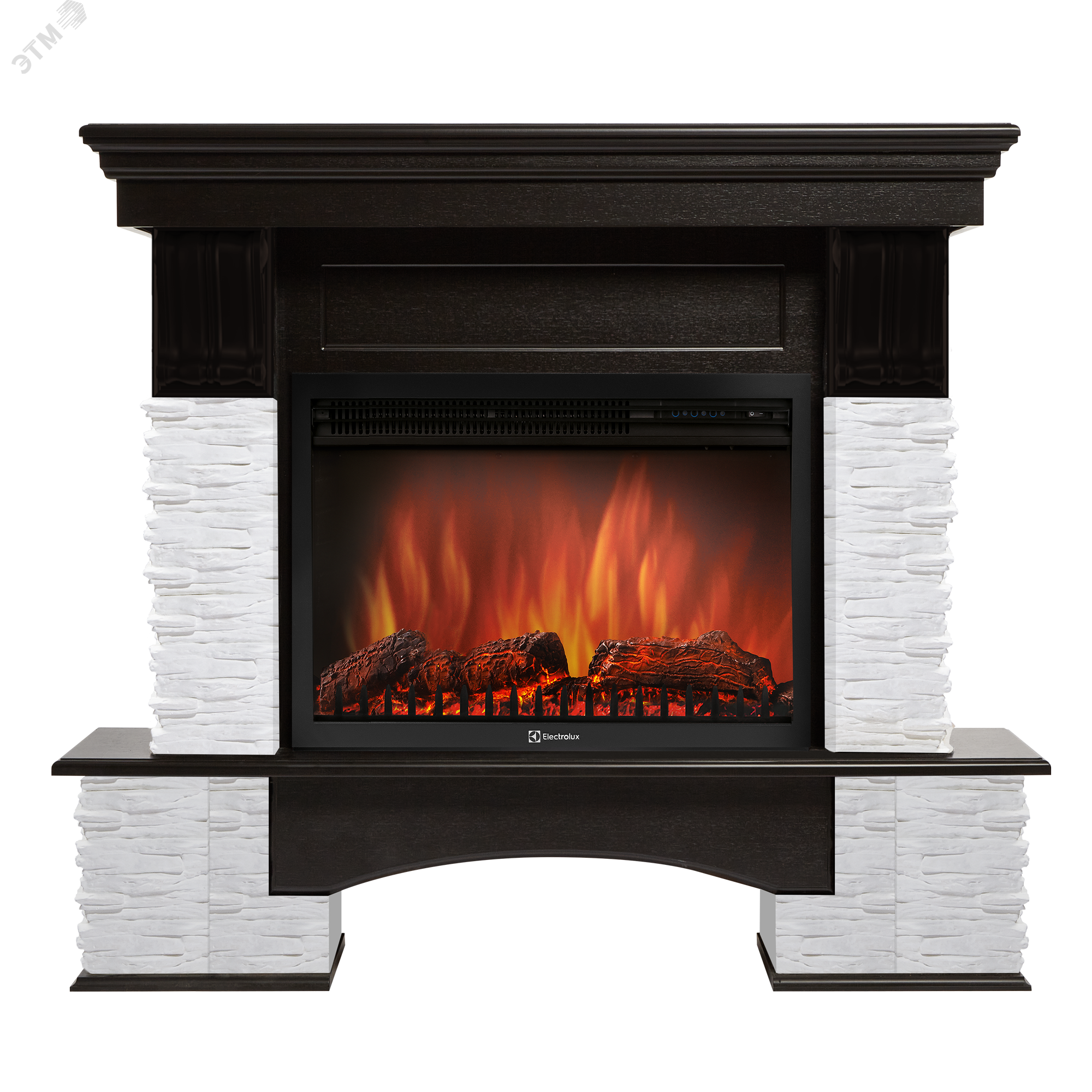 Изображение товара Портал для камина Pietra Nuovo 25 из МДФ сланец и шпон темный дуб