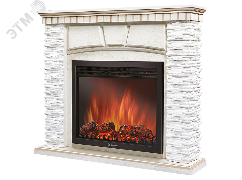 Изображение товара Портал для камина Porto 30 из сланца и дерева, белый беленый дуб