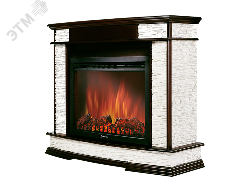 Изображение товара Портал для камина Scala 25 из камня белый сланец и шпон темный дуб