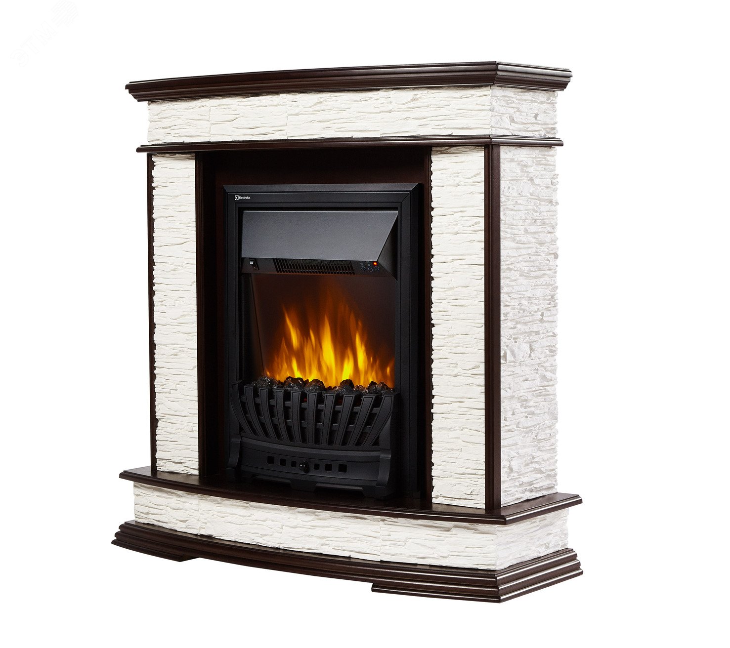 Изображение товара Портал для камина scala classic из камня белого сланца и тёмного дуба