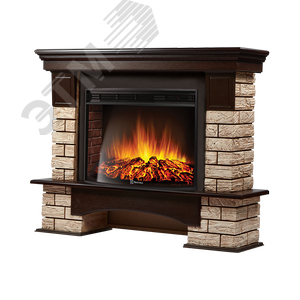 Изображение товара Портал для камина Forte Wood 30 из камня коричневый кирпич и шпон темный дуб (шт)