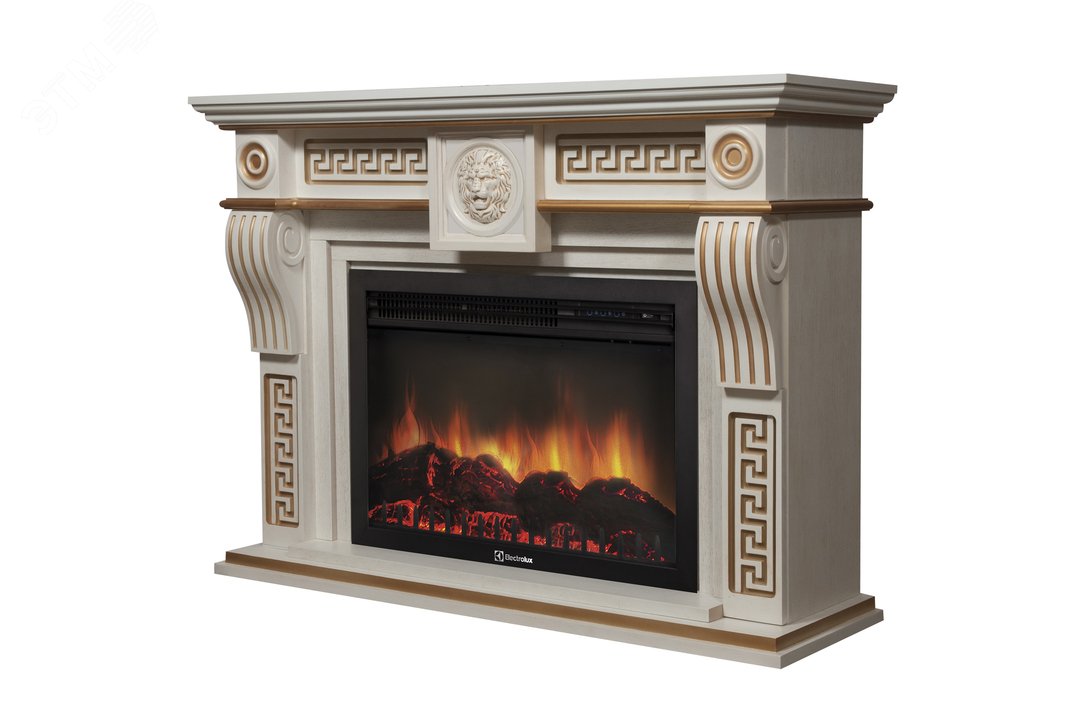 Изображение товара Портал для камина Vittoriano 30 беленый дуб с золотой патиной из МДФ и эмали