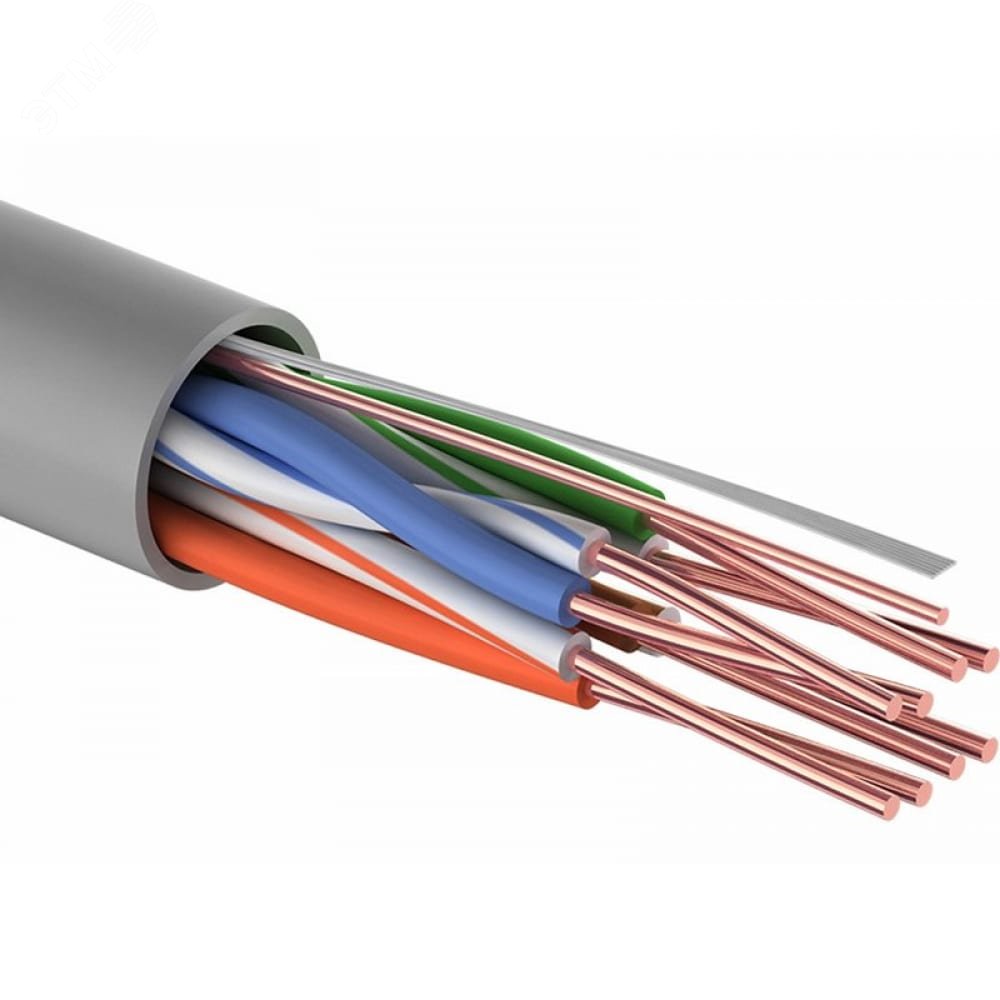 Изображение товара Витая пара U/UTP 4PR 24AWG SOLID CAT 5e PVC IN серый 305м (м)
