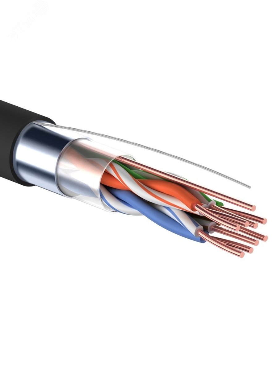 Изображение товара Витая пара F/UTP 4PR 24AWG CCA CAT5e PE OUT черный 305 м (м)