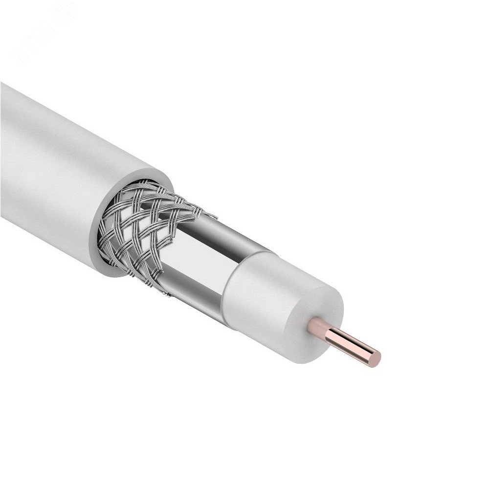 Изображение товара Кабель коаксиальный RG-59U 75 Ом CCS/Al/Al 48% бухта 100 м белый (м)