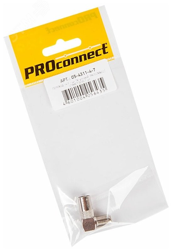 Изображение товара Переход гнездо F-штекер TV угловой PROCONNECT для кабельного и спутникового телевидения