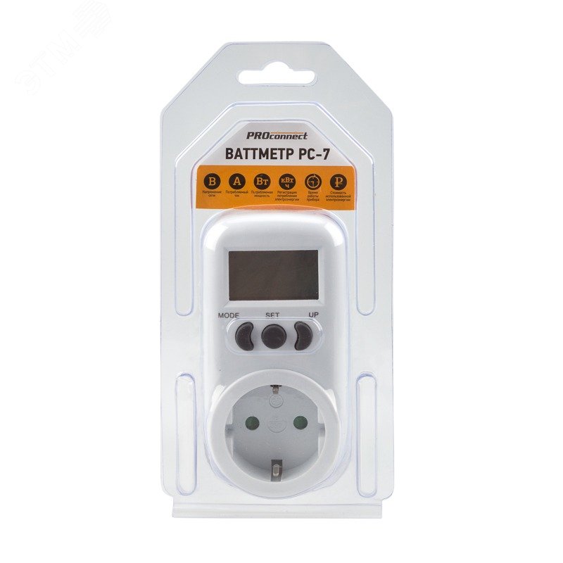 Изображение товара Ваттметр РС-7 вертикальный PROconnect с ЖК дисплеем и функцией учета электроэнергии