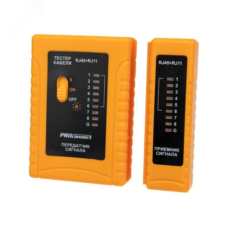 Изображение товара Тестер кабеля RJ-45 + RJ-11 468 PROconnect для сетевых и телефонных кабелей