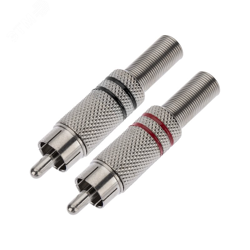 Изображение товара Разъем штекер RCA металл пайка, черный/красный (шт)