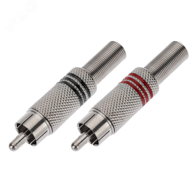 Изображение товара Разъем штекер RCA металл под винт, черный/красный (шт)