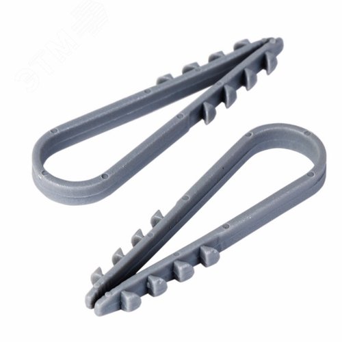 Изображение товара Дюбель-хомут нейлоновый 11-18 мм, круглый, серый (100 шт/уп) (упак)