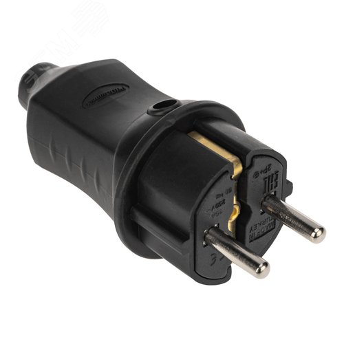 Изображение товара Вилка прямая влагозащищенная 2P+PE 230В 16А IP44 каучук черная (шт)