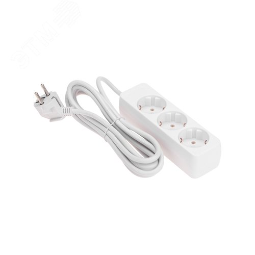 Изображение товара Удлинитель 3 гнезда, 3 м, 3х0,75 мм2, с/з, белый (шт)