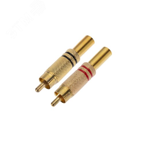Изображение товара Разъем штекер RCA металл пайка, Gold, черный/красный (шт)